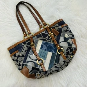 Coach Leder Denim Patchwork Tasche Jacquard-Soho-Vintage-Y2K-12217 - Bild 1 von 6