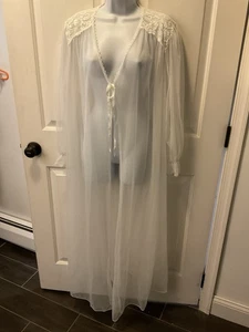Barbizon Vintage transparentes Negligee mit Spitzenborte und Krawatte vorne Einheitsgröße wunderschön - Bild 1 von 8