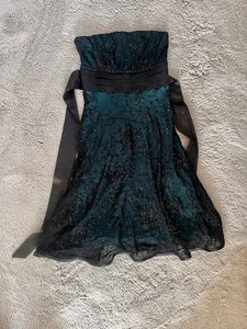Y2K Jane Norman stretchy black and blue glitter mini net party dress size 8 - Picture 1 of 9