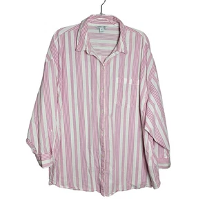 Old Navy Womens The Boyfriend Shirt Size XXL Pink Stripe Button Down Long Sleeve - Picture 1 of 6