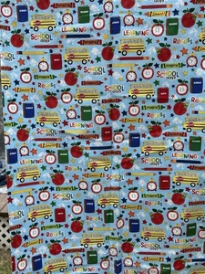 School Days Cotton Fabric By AEK Two Yards X 42 Inch - Picture 1 of 3