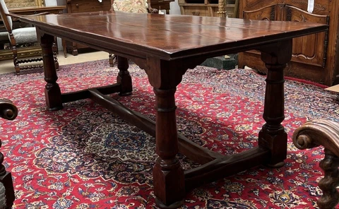 ANTIQUE FRENCH PROVINCIAL 3 PLANK TOP RUSTIC FARMHOUSE DINING TABLE 96"L Cover
