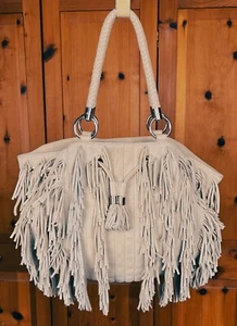 BEBE Genuine Suede/Leather high-quality fringe Purse/Handbag - Picture 1 of 13
