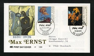 Germany / France Joint FDC sc 1688+2862 Max Ernst 1991 First Day Cover - Picture 1 of 2