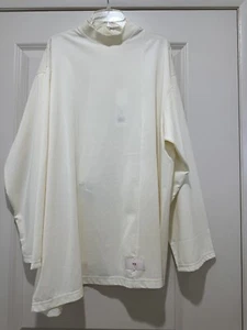 New Y-3 Womens small bone/beige oversized Logo T-Shirt Tee long sleeve mock neck - Picture 1 of 10