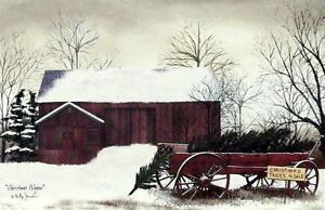 Billy Jacobs Christmas Wagon Farm Country PAPER Art Print  18 x 12