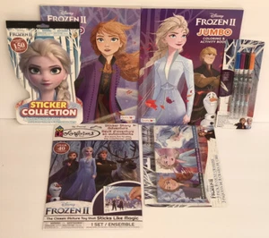 6 Disney Frozen Coloring & Activity Books Crayons Glitter Gel Pens Sticker Story - Picture 1 of 12