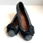 Hispanitas Calani Gray Suede Satin Bow Low Heel Shoes Size 36.5
