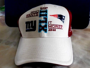 SUPER BOWL XLII GIANTS PATRIOTS WHO WANTS IT MORE- NEW HAT 2008 REEBOK + BONUS - Picture 1 of 5