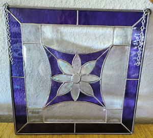 Stained & Beveled Glass Panel Sun Catcher  Square 12"