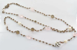 David Yurman Bijou Multi Gemstone Necklace 46" - Rose & Smoky Quartz - Pearl - Picture 1 of 4