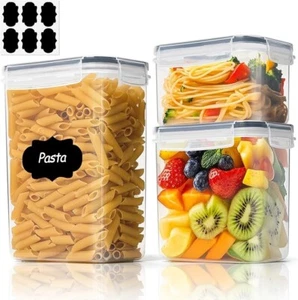 Airtight Food Storage Containers with Lids, Set of 3 Plastic Canisters for Kitch - Picture 1 of 5