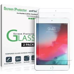 (2 Pack) For Apple iPad Mini 5 / Mini 4 - amFilm Tempered Glass Screen Protector - Picture 1 of 5