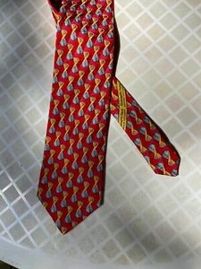 Cravatta Ermenegildo Zegna Vintage 100% Seta Made in Italy Rosso Astratto Geometrico - Foto 1 di 3