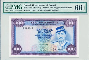 Government of Brunei Brunei 100 Ringgit 1983 PMG 66EPQ - Picture 1 of 2