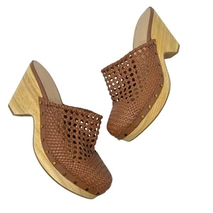 Veronica Beard Hardie geflochtene Leder Clogs geflochten cognac braun hellbraun Größe 12 - Bild 1 von 13