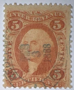 Travelstamps: 1862-71 US Revenue Stamp Scott #R24c 1st Issue 5c Certificate USED - Picture 1 of 6