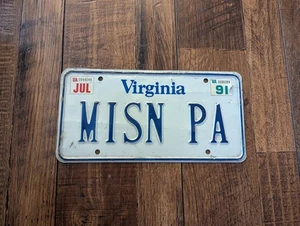 1991 Virginia MISN PA Missing Papa Dad Daddy Personalized Custom License Plate - Picture 1 of 2
