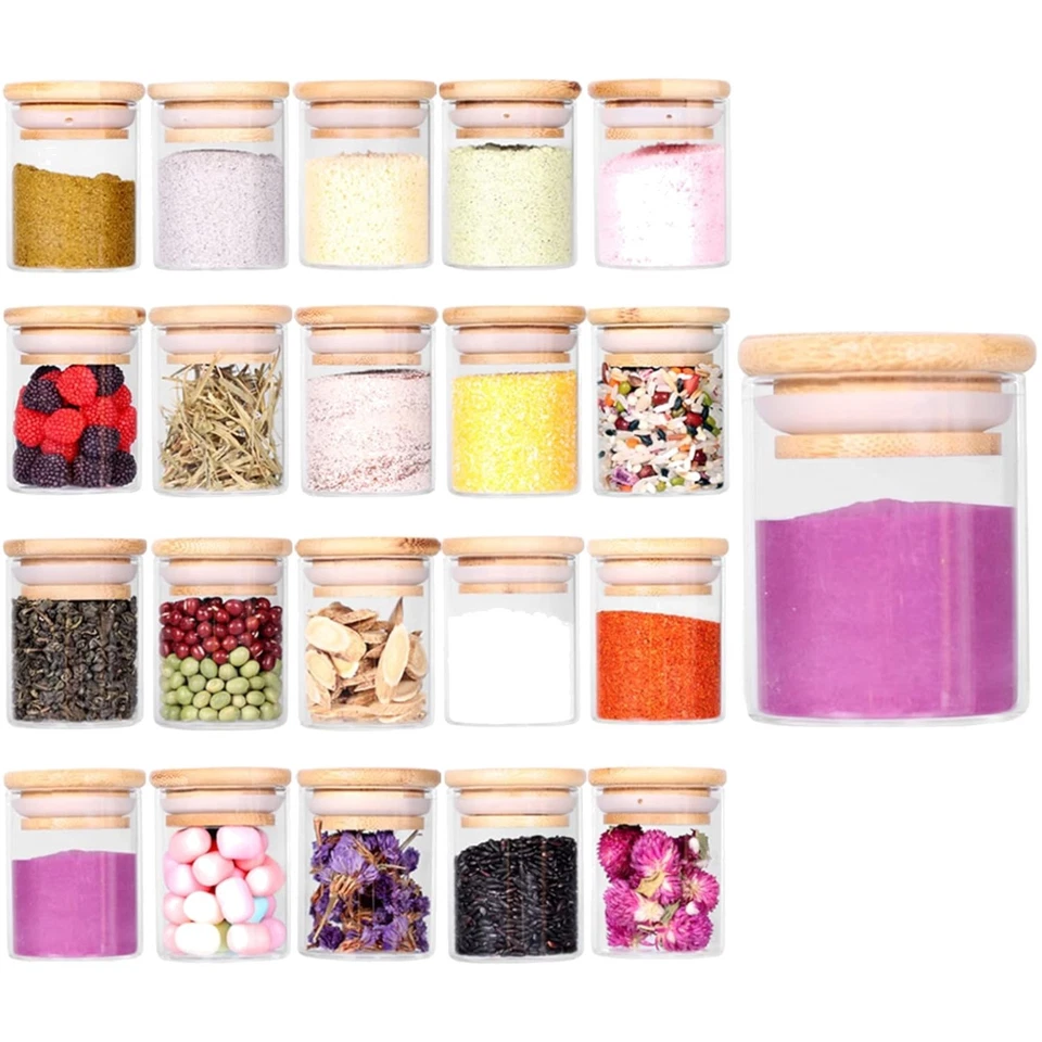 Spice Jar Set 2.5oz 20 Piece Glass with Bamboo 2.5 oz（20pcs） 2.5oz/20pcs