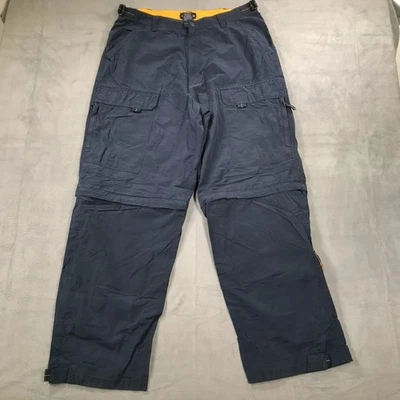 Vintage Y2K Paratrooper Cargo Pants Men Large Blue Convertible Loose Baggy Skate - Image 1 of 4