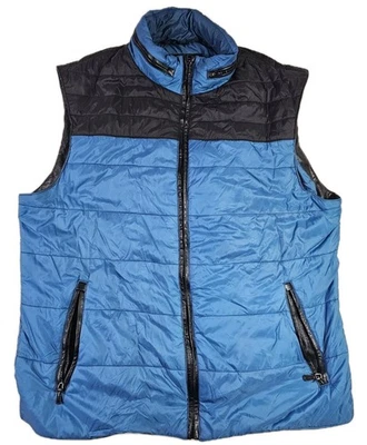 Hombre Bugatchi Uomo Azul Negro Chaleco Acolchado con Cremallera Capucha Talla XL Foto 1 de 4