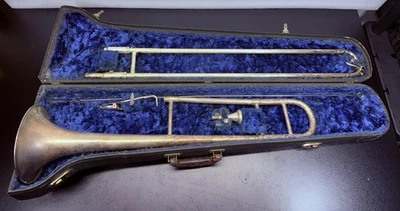 Trombón Frank Holton 1939 Elkhorn Wisconsin con estuche original serie # 131242 raro Foto 1 de 4
