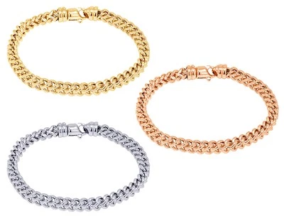 Pulsera Cadena Franco Hueca 6MM 10K Oro 7"-9" Foto 1 de 4