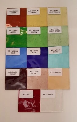 Stained Glass - Antique Cathedral Colours, Samples, 3mm Clear & 3mm Mirror. - Image 1 of 2