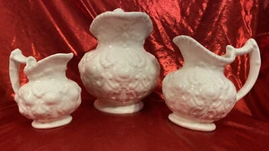 Beautiful French Country White Creamer / Pitcher set Of 3 Home Decor - Picture 1 of 12