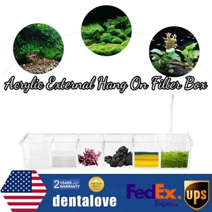6 Grids Aquarium Fish Tank Acrylic External Hang On Filter Box Without Pump - Picture 1 of 21