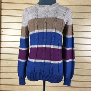 IZOD Sweater Boys 16 Blue Striped 100% Acrylic Knit Stretch Pullover - Picture 1 of 12