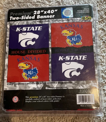 Kansas Jayhawks Kansas State Wildcats 28" x 40" Two-Sided House Divided Banner Cover