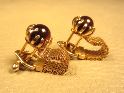 Vintage Lucite Prong Set Brown Ball Wrap Around Yellow Gold Plated Cuff Links - Image 1 of 3