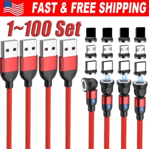 180°+360° Rotate Magnetic Charger Cable Phone Fast Charging Type C Micro USB Lot - Picture 1 of 19