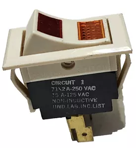 OEM Carling 125/250Vac Rocker Switch On-Off-On White, Quick Connect Terminals - Picture 1 of 8