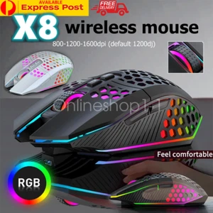 Wireless Gaming Mouse X801 USB Ergonomic Optical LED Office Mice for Laptop PC - Picture 1 of 14