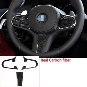 For BMW 5 Series G30 X3 G01 2018-20 Real Carbon Steering Wheel Button Cover Trim - Picture 1 of 8