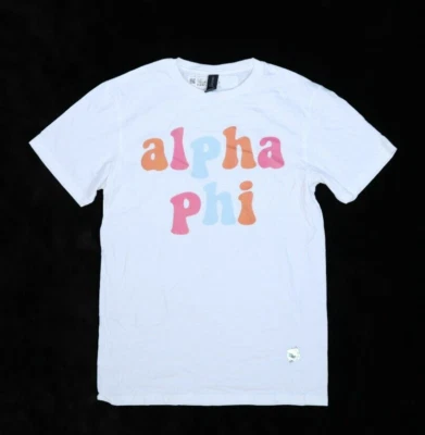 Camiseta Alpha Phi Greek Life Sorority Blanca Manga Corta Etiqueta Gildan Para Mujer S Foto 1 de 4