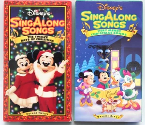 2 Disney SingAlong Songs VHS - 12 DAYS of CHRISTMAS, VERRY MERRY CHRISTMAS SONGS - Picture 1 of 14