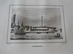 Gravure sur acier 1838 Le Morbihan Vue de Lorient - Imagen 1 de 1