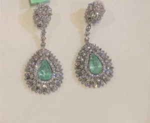 60% CLEARANCE! NWT $62,436 RARE GORGEOUS 18KT RARE FANCY LARGE PARAIBA EARRINGS - Picture 1 of 4