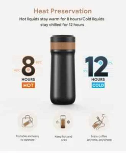 CJ French Press Coffee Maker Stainless Steel Vacuum Insulated Travel Mug Cup 320 - Picture 1 of 10