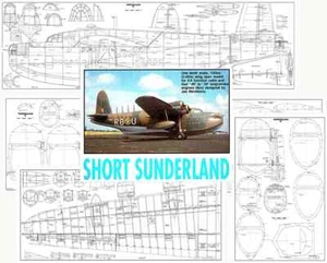 Model Airplane Plans (RC): Short Sunderland 1/10 Scale 135" Multi Engine (on CD) - Picture 1 of 9
