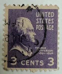 VINTAGE ~ USA BRIEFMARKE ~ THOMAS JEFFERSON (lila 3 Cent) - 021 - Bild 1 von 6