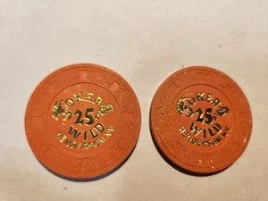 2- Jokers Wild Henderson Nevada 25 cent poker Chips - Picture 1 of 2
