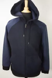 Giorgio Armani Black Label 100% Cashmere Blue Hooded Full Zip Up Jacket 48 NEW - Picture 1 of 7