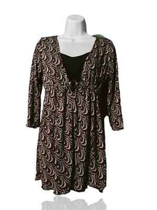 New Directions Sz M Pullover Blouse, 3/4 Sleeve, Mock Cami, Sequins NS-6 - Picture 1 of 8
