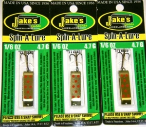 JAKE'S JAKES SPIN A LURE LIL-JAKES LIL-GOLD 3 PACK 1/6 oz Brass - Picture 1 of 1