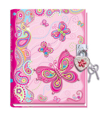 Girls Pink Diary Fancy Butterfly Theme With Lock & 2 Keys 7  Secret Journal 2023 • 15.99$
