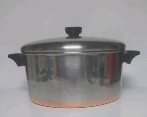 Vtg Revere Ware 1801 Copper Bottom 6 Quart Stock Pot 1993 w/ Lid Clinton ILL USA - Picture 1 of 7